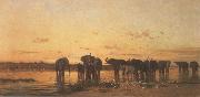 Charles Tournemine Elephants at Sunset oil painting